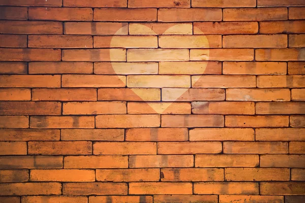 Bricks wall with heart — Stock Photo, Image