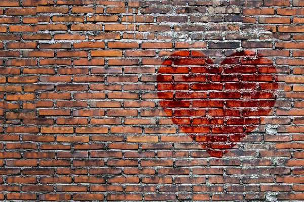 Ladrillos pared con un corazón —  Fotos de Stock