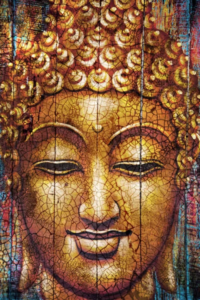 Το πρόσωπο του Βούδα στις ξύλινες σανίδες Royalty Free Φωτογραφίες Αρχείου