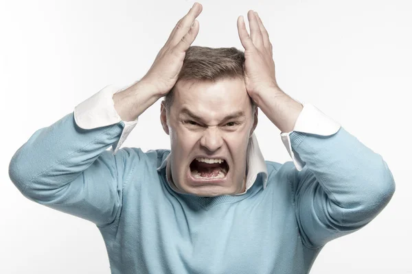 Man lijden hoofdpijn en stress — Stockfoto