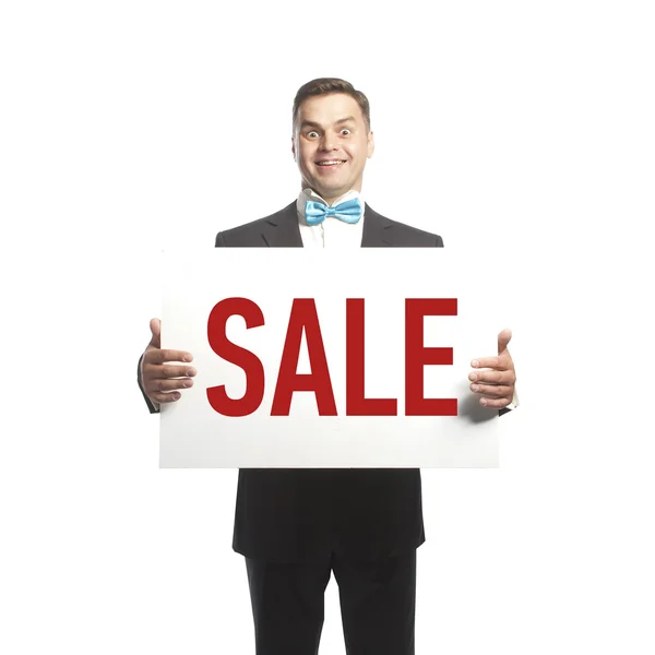Funny man in blue bow tie — Stock Photo, Image