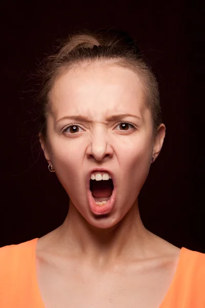 Portrait of woman shouting — Stock Photo, Image