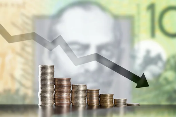 Ammortamento del dollaro australiano — Foto Stock