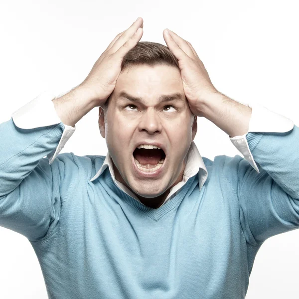 Man lider av huvudvärk och stress — Stockfoto