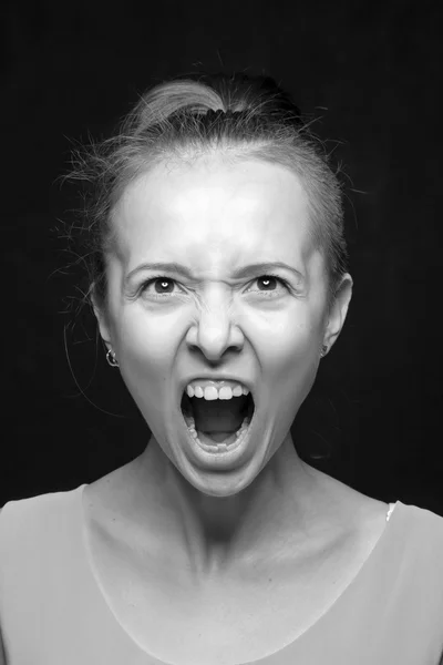 Kiabálás nő portréja — Stock Fotó