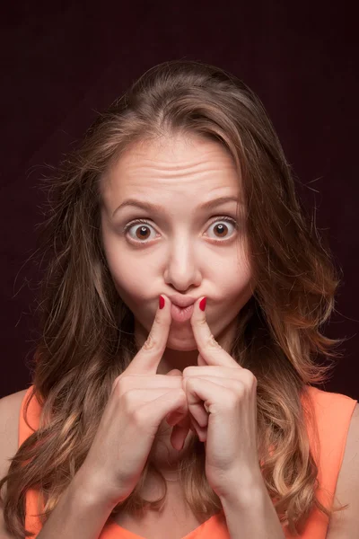 Young happy woman hamming — Stock Photo, Image