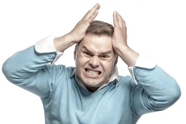 Man suffering from headache and stress Stock Image