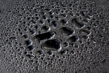 Water drops on polished metal surface