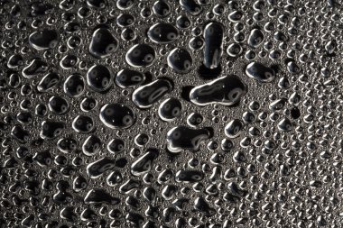 Water drops on polished metal surface