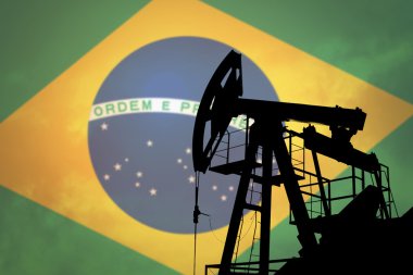 Oil pump with flag of Brasilia clipart