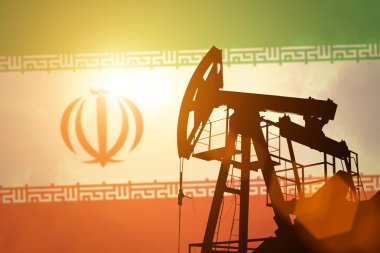 Oil pump with flag of Iran clipart