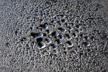 Water drops on polished metal surface