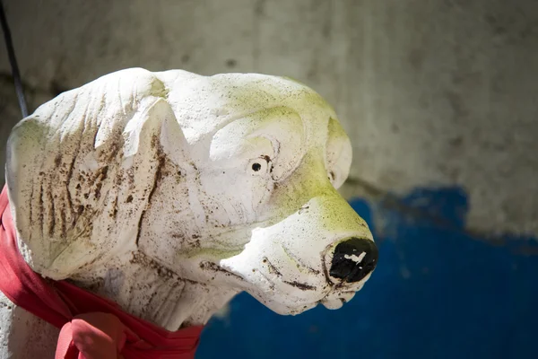 White gypsum sculpture of dog — Stock Photo, Image