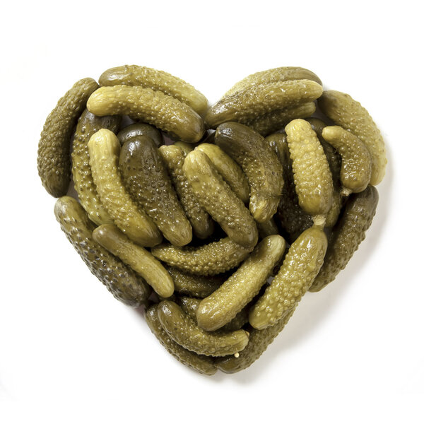 Pickled cucumbers in shape of heart