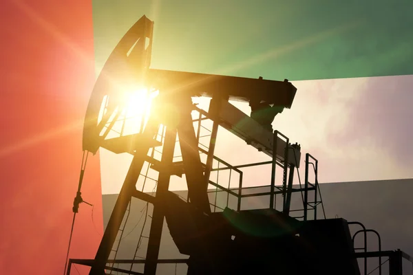 Нефтяной насос с флагом Эмиратов — стоковое фото