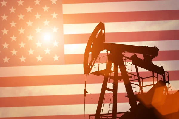 Oil pump with flag of USA — Stock Photo, Image