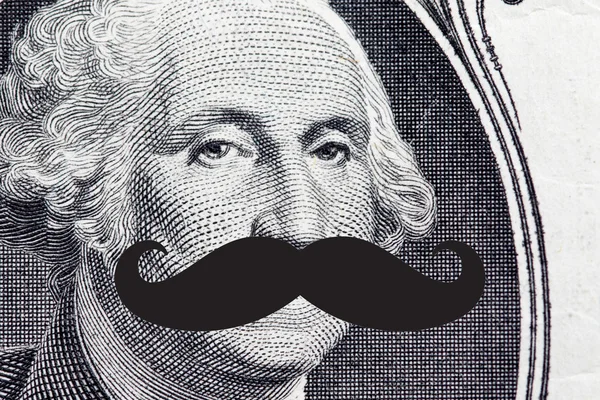 Face on dollar bill with mustache — Stockfoto