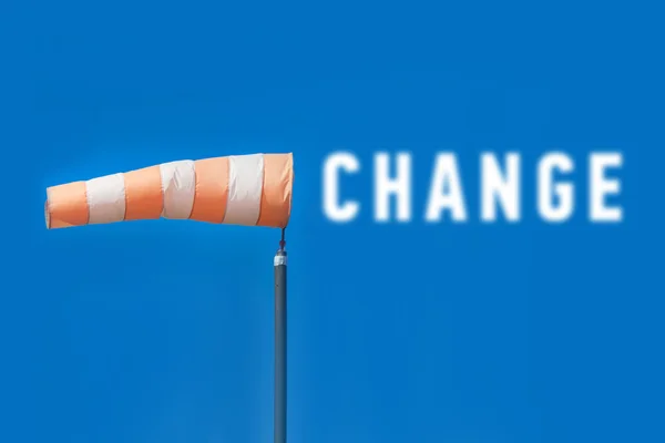 Striped airsock with change inscription — Stock Photo, Image