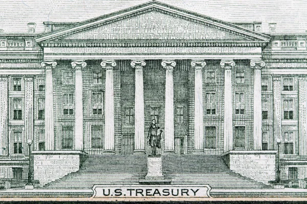 Treasury building on dollar bill — ストック写真