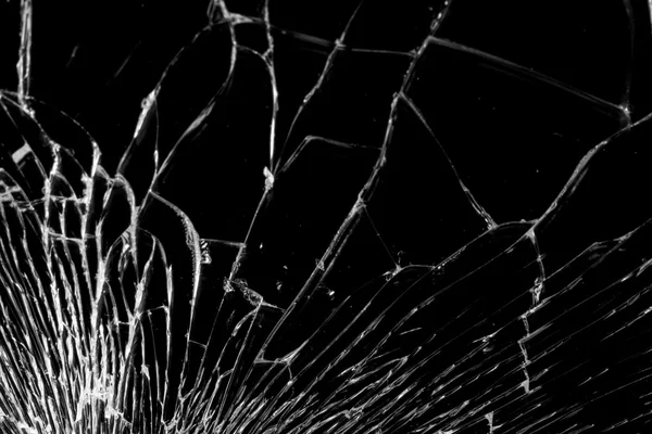 Broken glass with many cracks