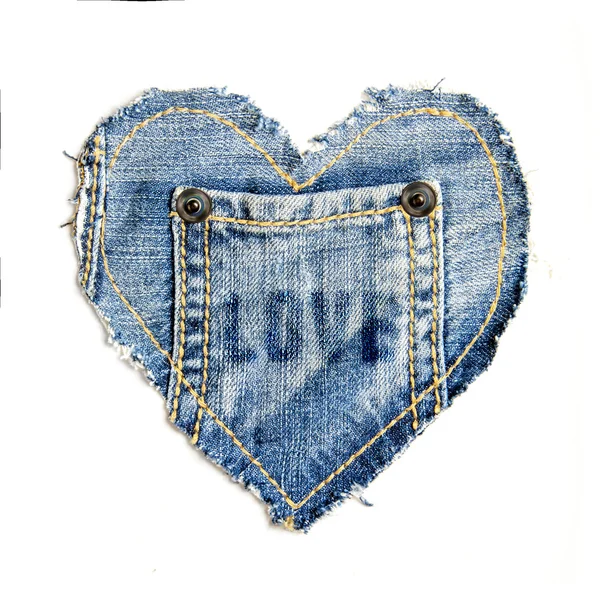 Coração de jeans azul — Fotografia de Stock
