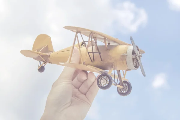 Gelb, Retro-Flugzeugmodell — Stockfoto