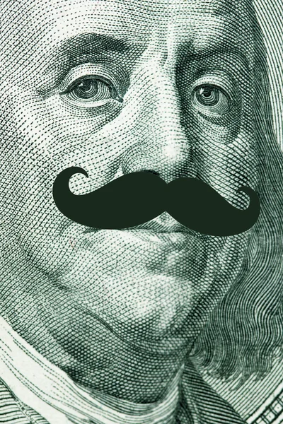 Face on dollar bill with mustache — Stock Fotó