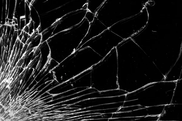 Broken glass with many cracks — Stock Photo, Image