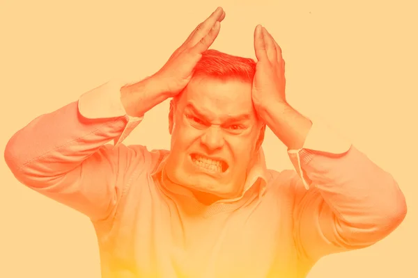 Young man with deformed square head — Stock Photo, Image