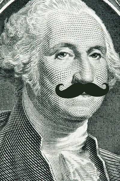 Face on dollar bill with mustache — Stock Photo, Image