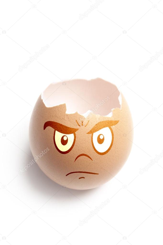 Eggshell with painted doodle faces