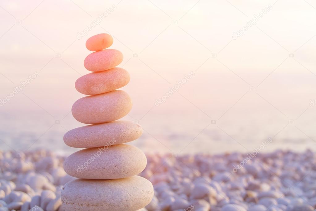 Pyramid of rounded pebble stones