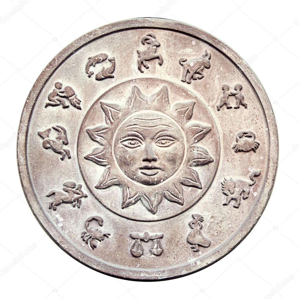 Ancient medallion with zodiac signs