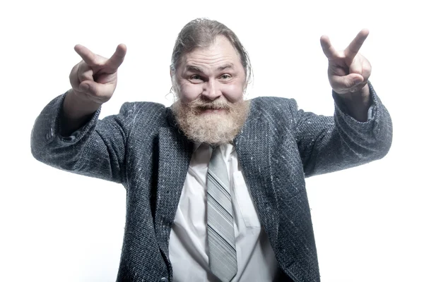 Sakallı adam komik hareketler yapma