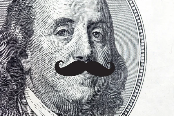 Franklin face with doodle mustache — Stock Photo, Image