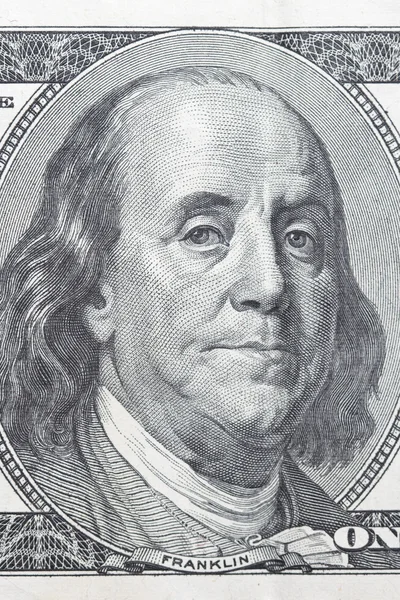 Presidentes Franklin face em nota de dólar Imagens Royalty-Free