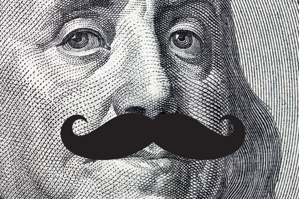 Франклін обличчя з doodle вуса — стокове фото