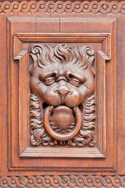 Wooden bas-relief of a lion — Stock Photo, Image