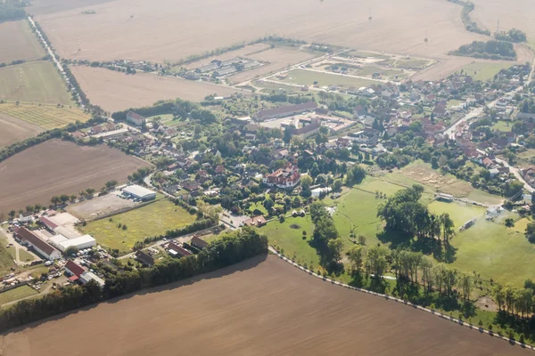 Aerial view of the land with settlement — Stock Photo, Image