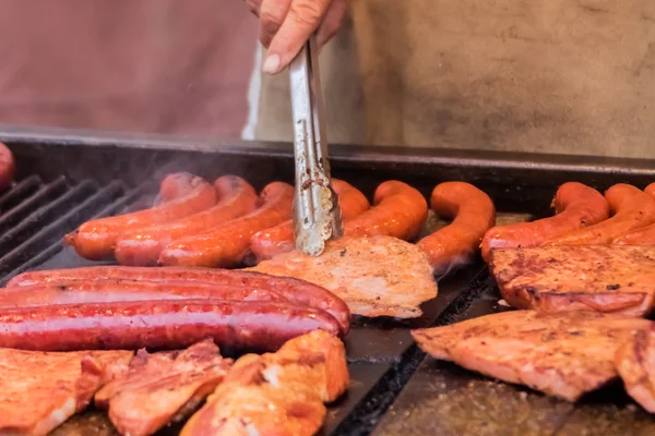 Salsicce lunghe fritte — Foto Stock