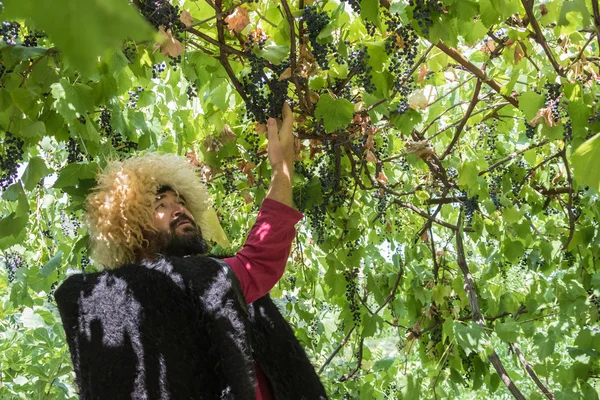 geleneksel keçe Pelerin giyen adam