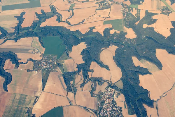 Aerial view of the land with settlement — Stock Photo, Image