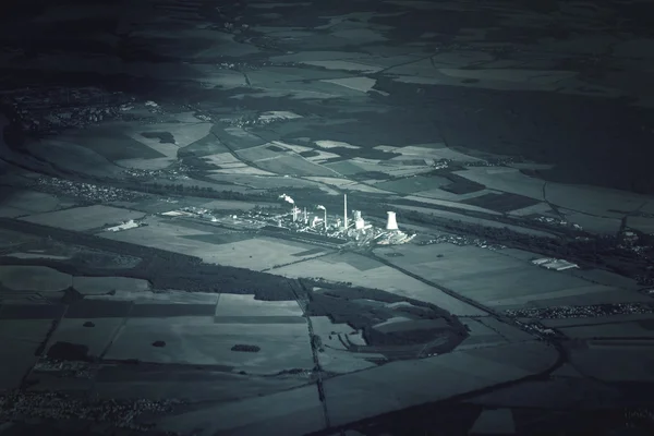 Aerial view of the land with factory — Stock Photo, Image