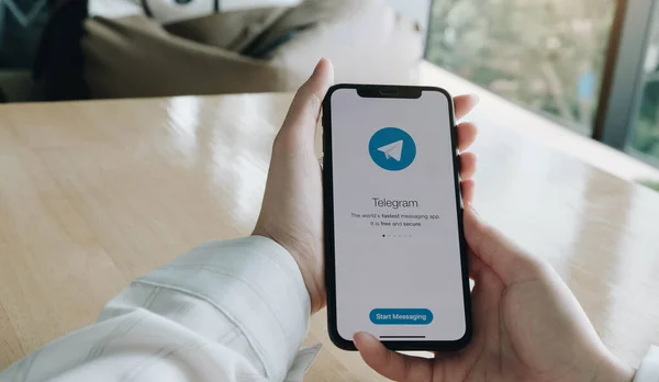 Chiang Mai Thailand Mar 2020 Значок Приложения Telegram Экране Apple — стоковое фото