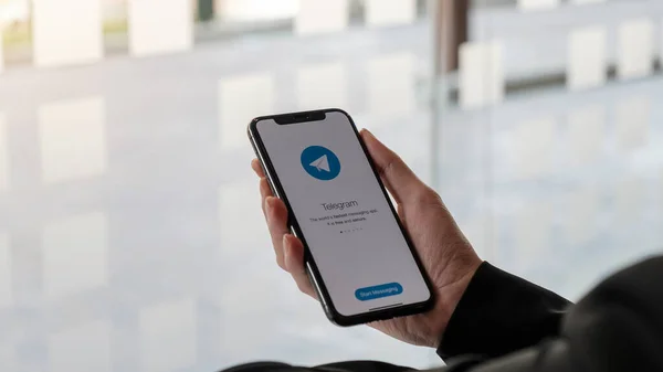 Chiang Mai Thailand Jan 2021 Значок Приложения Telegram Экране Apple — стоковое фото