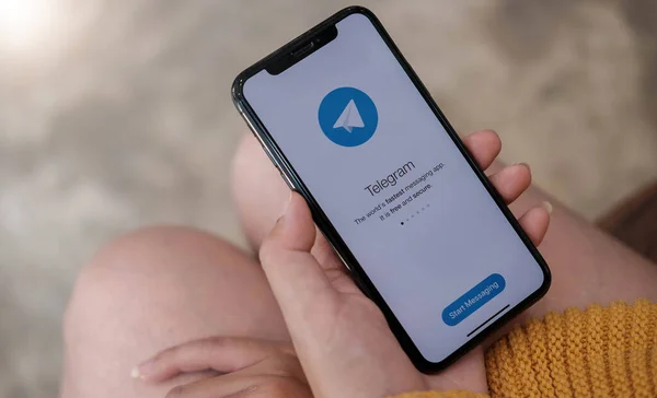 Chiang Mai Thailand Jul 2020 Telegram Applikasjonsikon Apple Iphone Skjerm – stockfoto