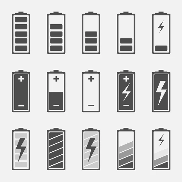 Ikoner for batteriopladning - vektorillustration . – Stock-vektor