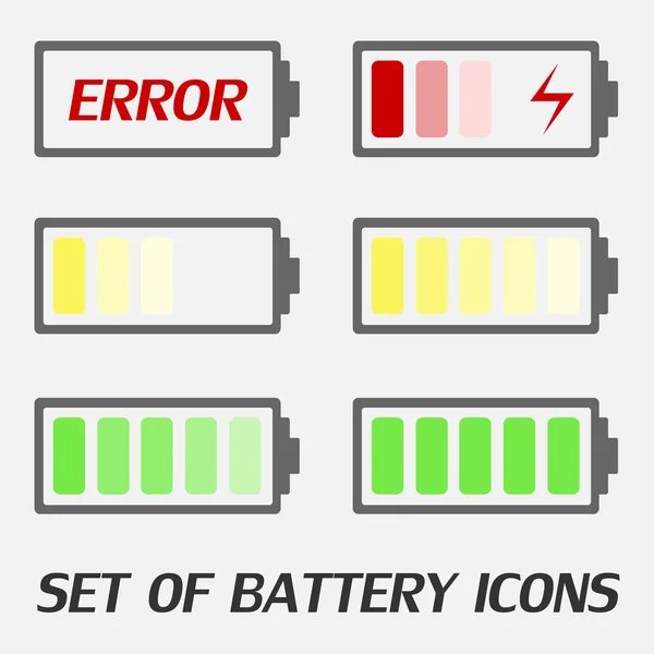 Ícones de carga da bateria - ilustração vetorial . — Vetor de Stock