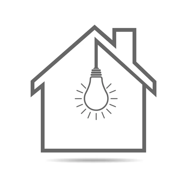 Black house with light bulb - vector illustration. — Stock Vector