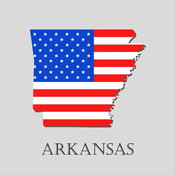 Mapa Estado de Arkansas en American Flag - ilustración vectorial . — Vector de stock